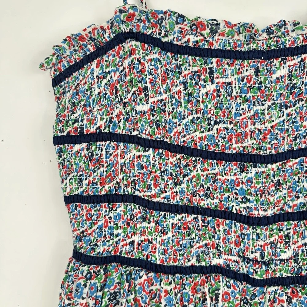 Free People NWT Bali Checked Out Gardenia Floral Romper LARGE‎ Smocked Pockets